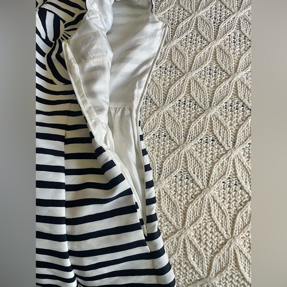 Kate Spade Mariella Black & White Striped Fit & Flare Dress Bow Print - Picture 4 of 12